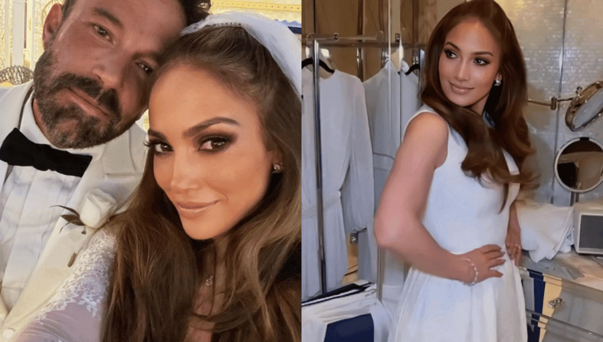La romántica historia del vestido de novia de Jennifer Lopez en su boda con Ben Affleck