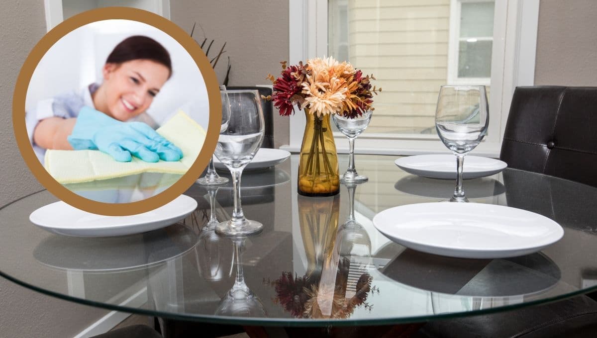¿Cómo limpiar una mesa de vidrio de comedor sin rayarla?