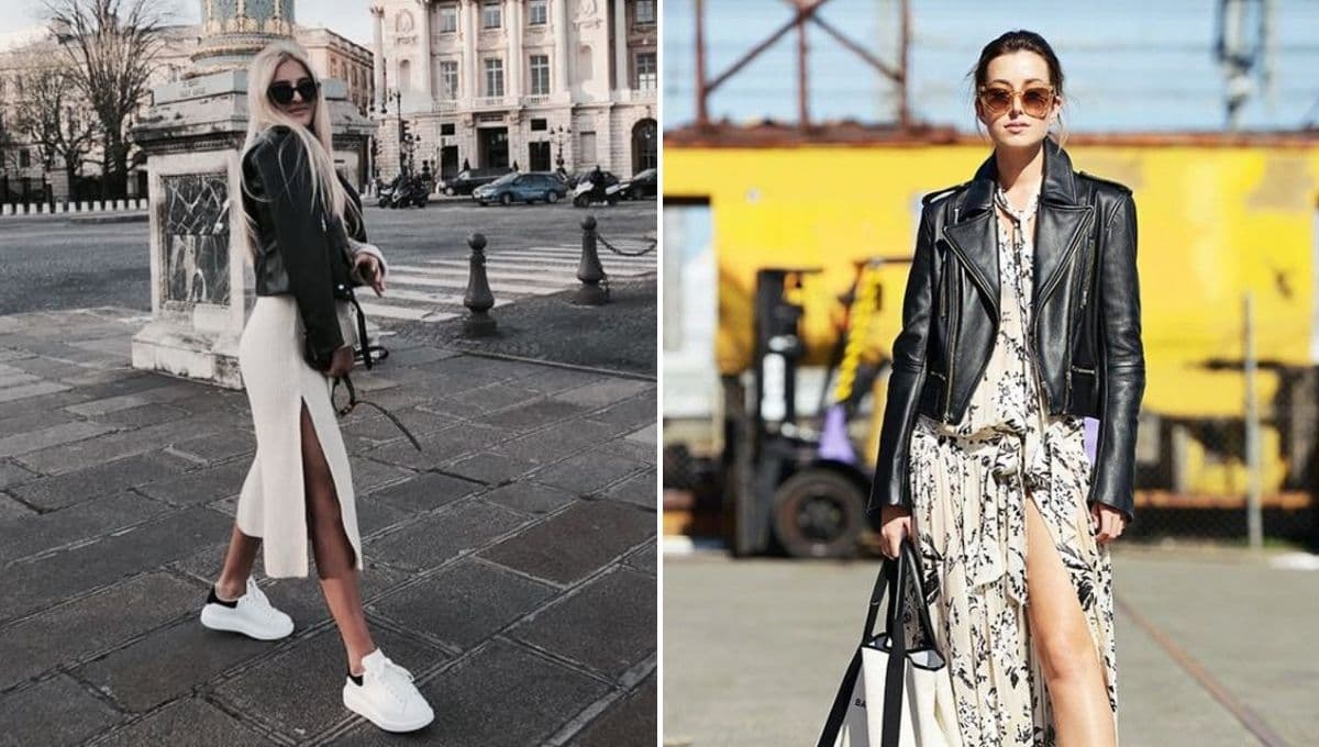 ¿Cómo combinar tenis blancos con vestido?