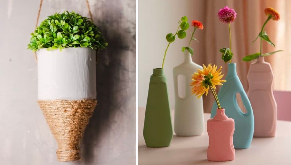4 ideas bonitas de macetas con botellas de plástico para plantas pequeñas