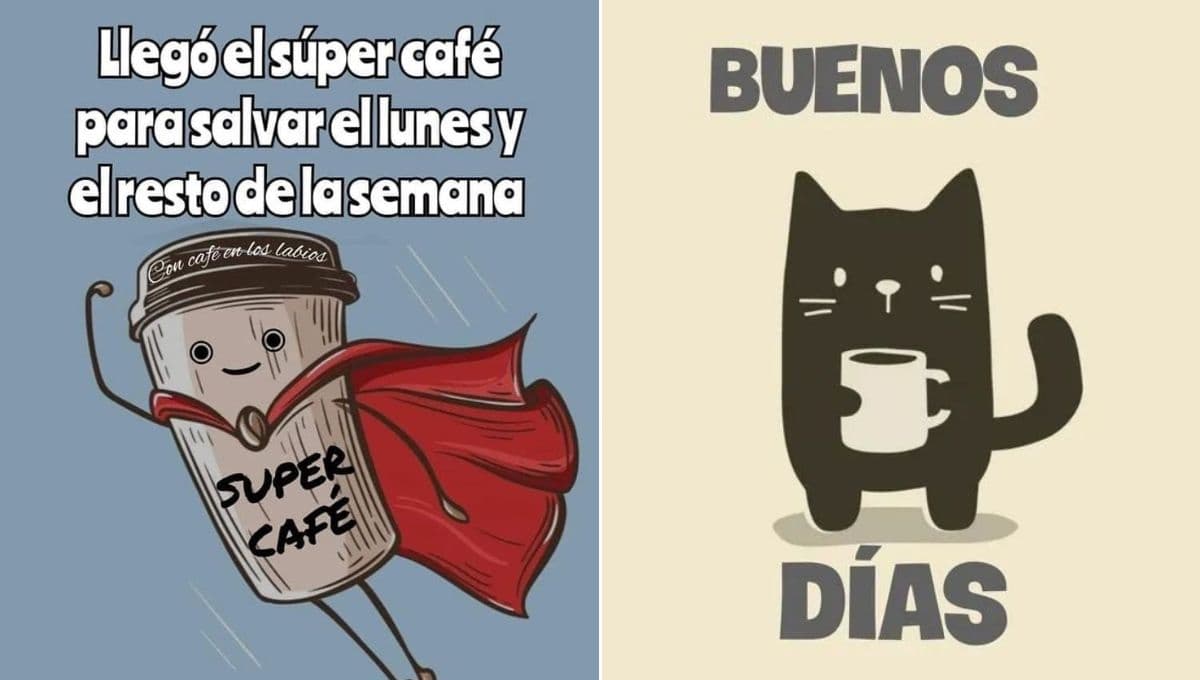 Stickers de "buenos días" con café para enviar en la mañana por WhatsApp