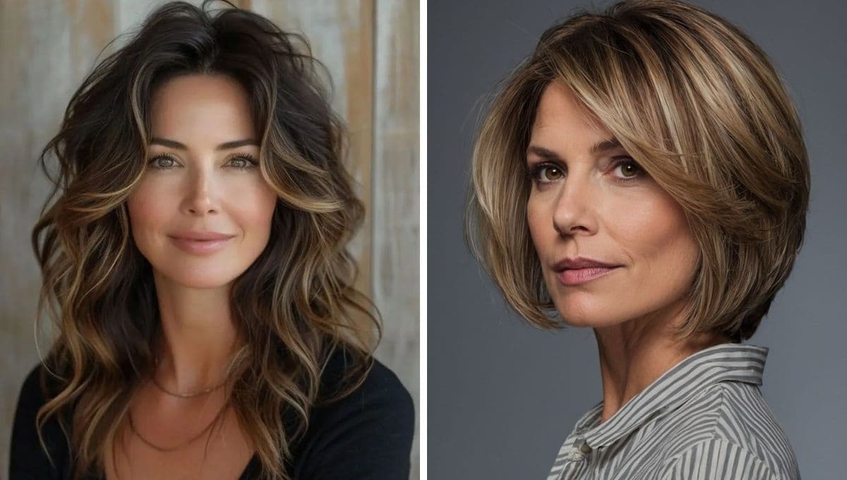 Mechas para disimular las canas en cabello oscuro a los 50 años